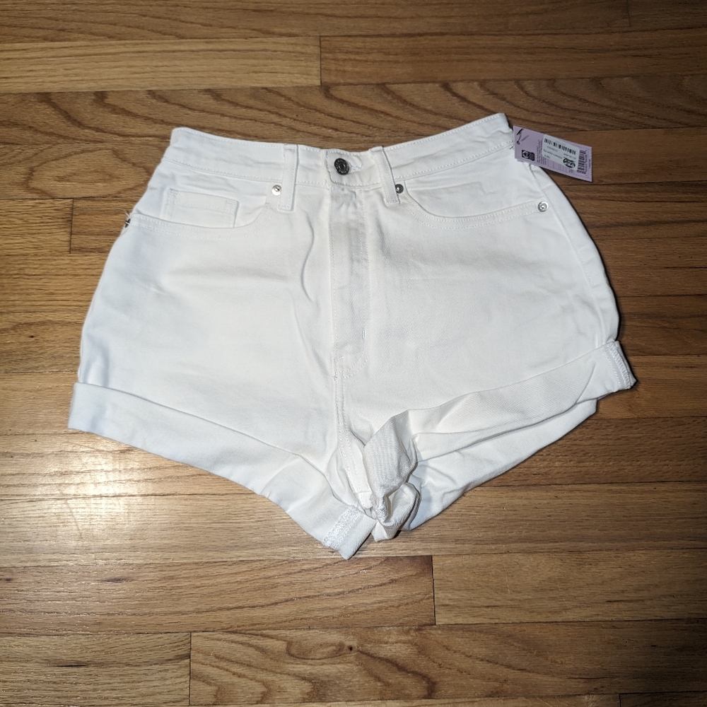 White Denim Highest Rise Curvy Shorts Rolled Cuffs wild Fable 4 / 27" Waist